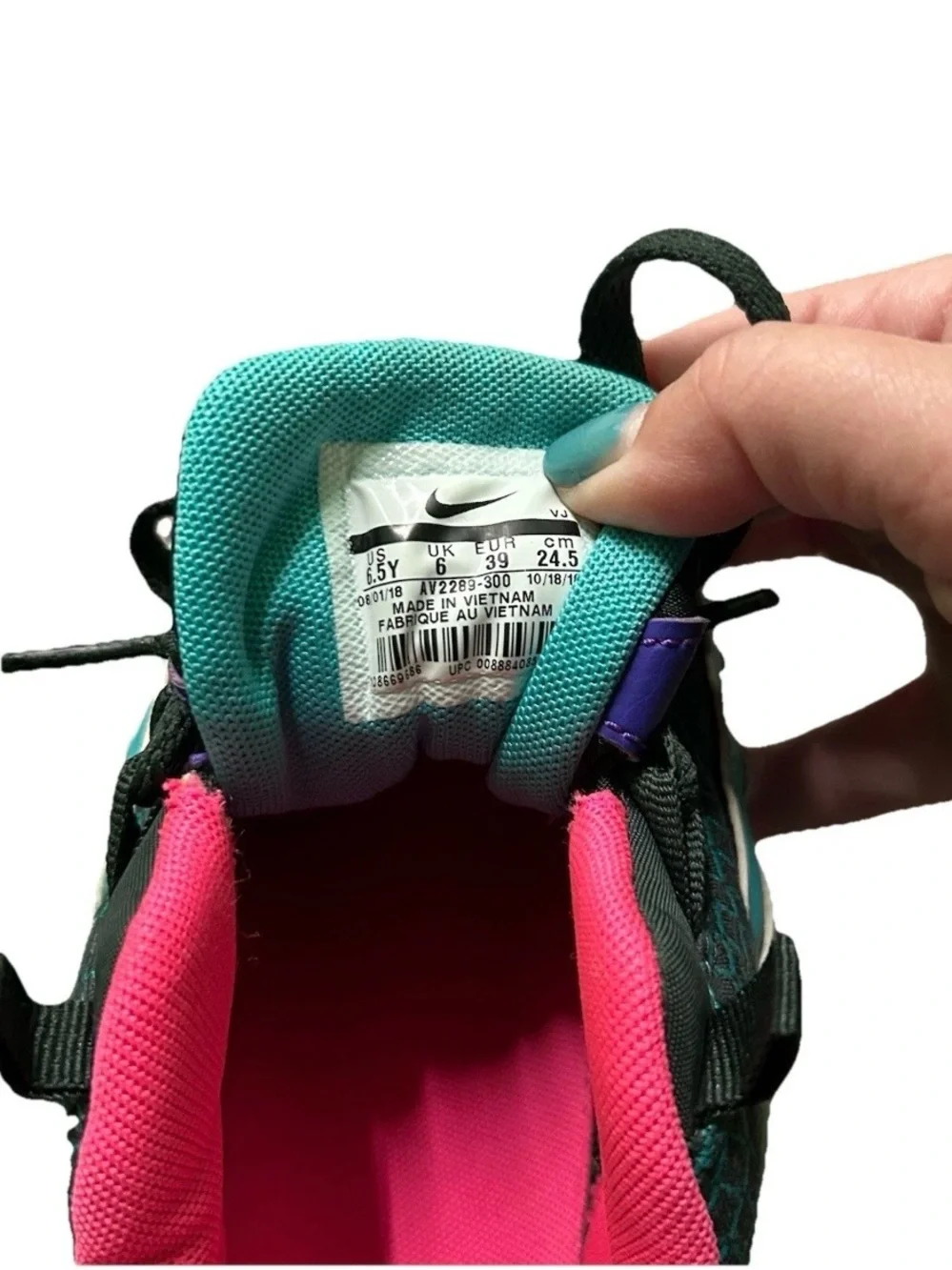 Girls Nike Green Purple Pink Sneakers Size 6.5 Y Just Do It - Picture 5 of 5